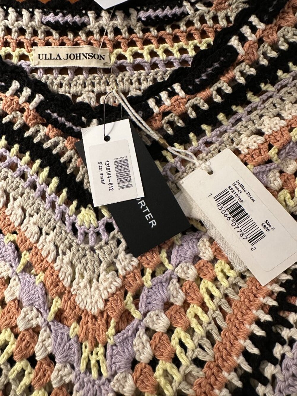 NWT Ulla Johnson Delfina Striped Crochet Cotton Midi Dress Ecru Size small - Picture 5 of 15
